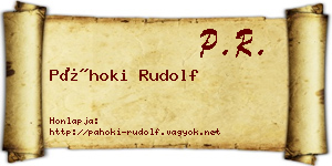 Páhoki Rudolf névjegykártya